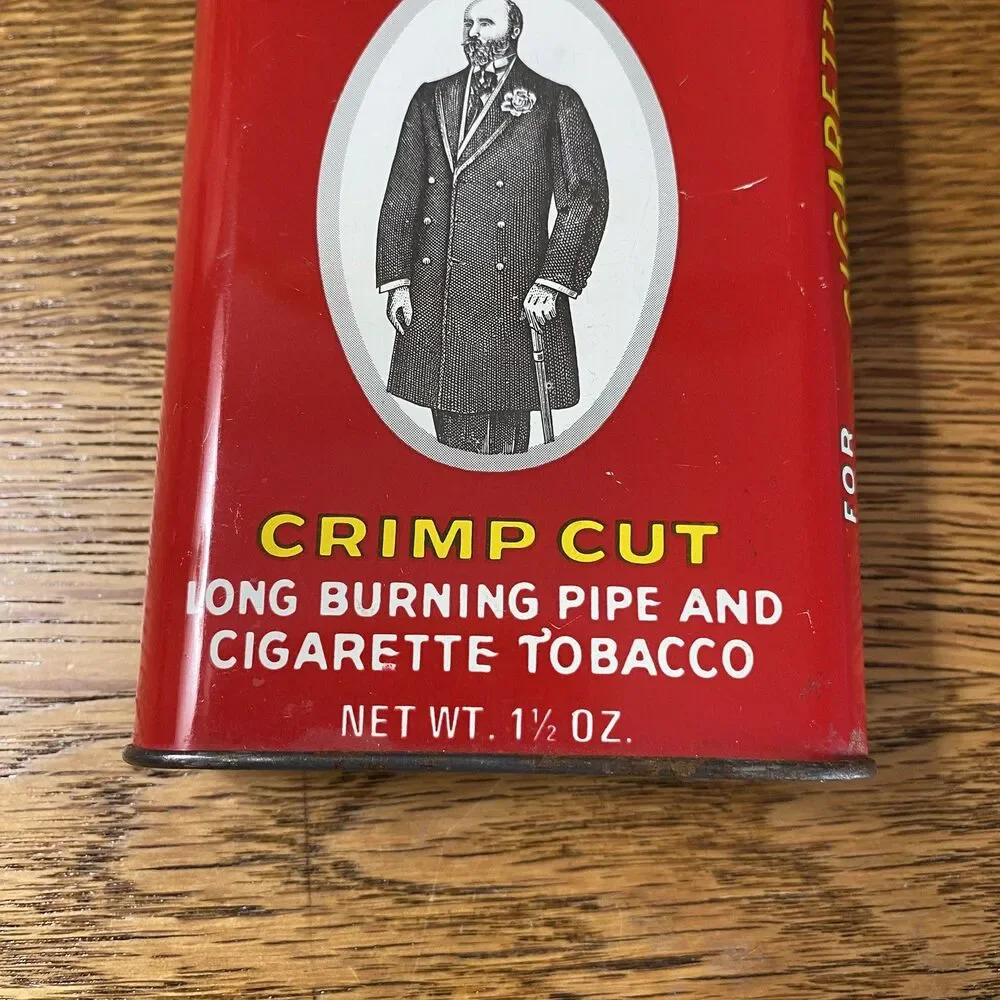 Prince Albert Crimp Cut Long Burning Pipe & Cigarette Tobacco Tin Red Can